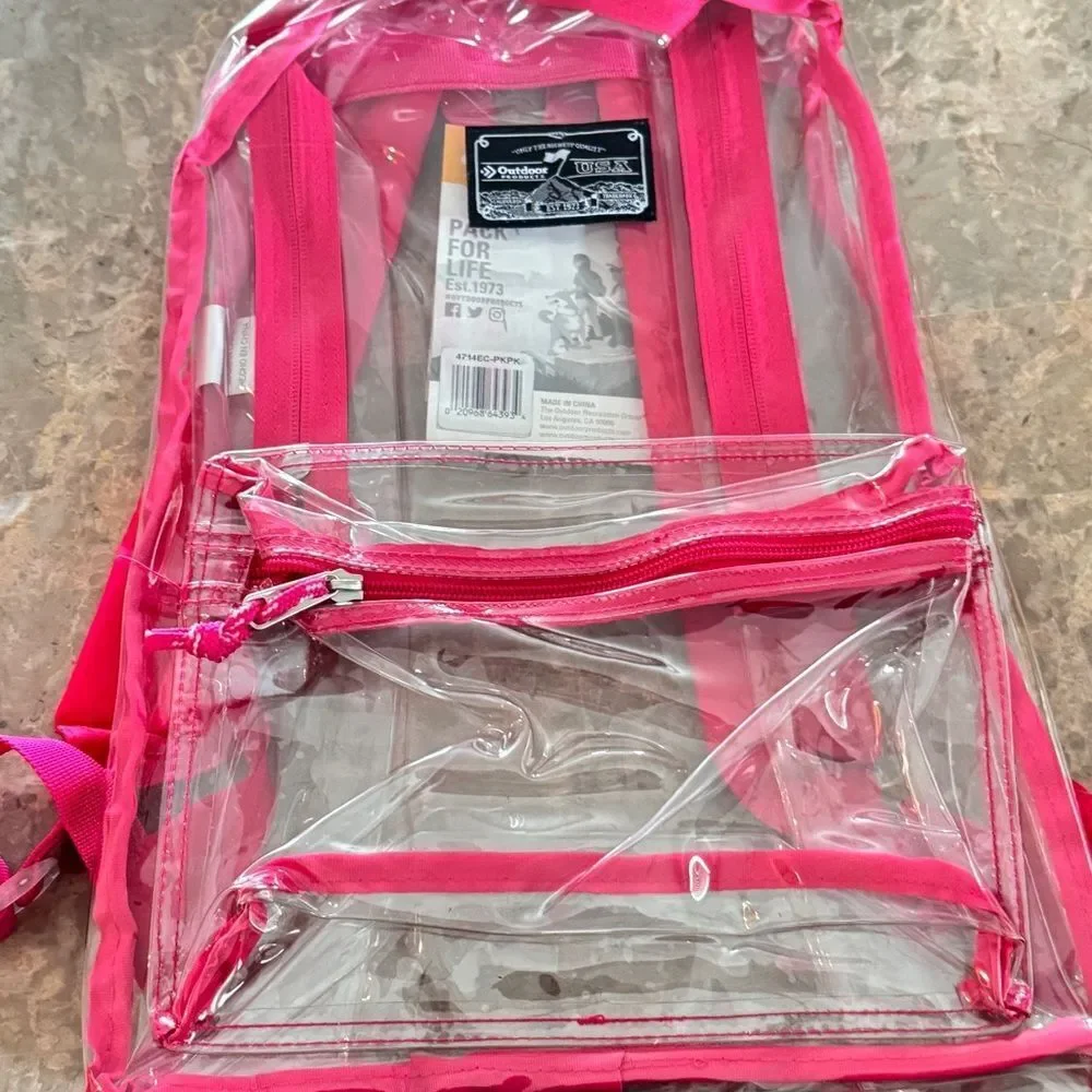 Clear Pink Backpack Outdoor bag Clear Pass Daypack (Pink Peacock) backpack